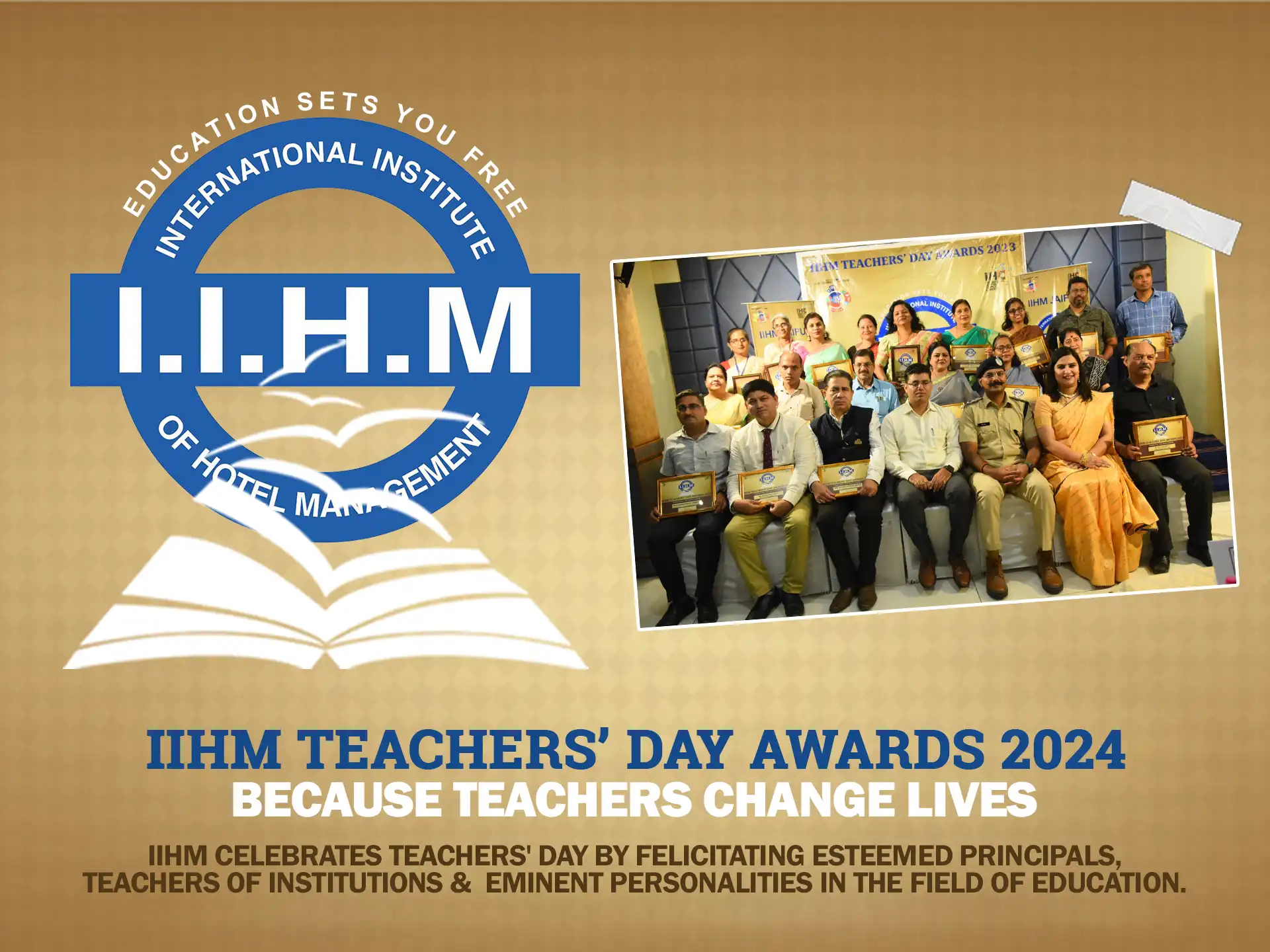 IIHM Teachers’ Day Awards 2024 honors educators and principals, celebrating excellence in teaching at a best hotel management institute.